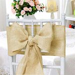 Time to Sparkle 100x Vintage Hessian Sashes Jute Sash Jute Chair Cover Bows Natural Burlap Rustic Shabby Sewed Edge Wedding Reception 240x17cm - Jute