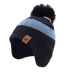 PEECABE Toddler Winter Hat Boys Girls Striped Knitted Beanie Pompom Kids Cold Weather Hat Scarf Set 9M-8Y (CA/US, Age, 2 Years, 4 Years, B-Sky Blue)