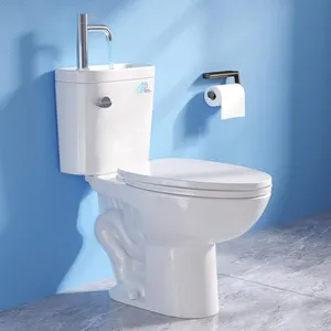 Simple Project Tall Toilet, Modern 2 in 1 Toilet Bowl with Basin Sink＆ 17" ADA Comfort Chair Height Seat, Powerful 1.28 GPF Single Flush Toilets for Bathroom, 12" Rough In High Toilets for Seniors