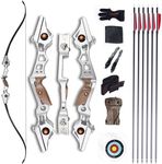 ILF Recurve Bow 58'' Recurve Bows for Adults 35-55lb Optional Pounds CNC Machining, 3K Fiberglass Maple Recurve Bow Limbs (White 50lb)