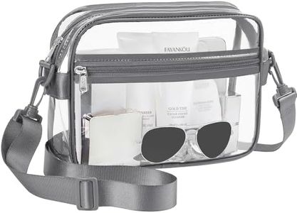 BAGAIL Clear Bag Stadium Approved Crossbody Shoulder Messenger Clear Purse with Adjustable Strap(Rectangle Grey)