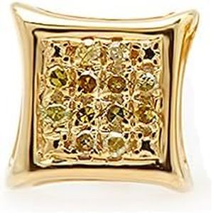 Dazzlingrock Collection 0.10 Ctw Natural Round Yellow Diamond 8.6mm Kite Micropave Hip Hop Studs in Yellow Gold Plated Silver,Screw Back,Unisex Design Ladies,Mens Real Diamond Earrings