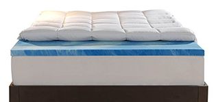 Sleep Innovations Dual Layer 4 Inch Memory Foam Mattress Topper, Queen Size, Medium Support, 2 Inch Cooling Gel Memory Foam Plus 2 Inch Pillow Top Cover