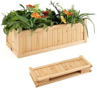 Giantex Raised Garden Bed, Wooden Planter Box, Folding Flower Planter, Outdoor & Indoor Planting Box for Patio Lawn Garden Backyard, Box Kit for Vegetables Herbs Fruits Flowers, Natural