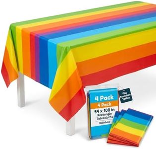 Oojami 4 Pack Rainbow Table Cover Rainbow Theme Tablecloth Party Supplies Ideal for Birthday Parties, Carnival, Baby Shower Table Cloth