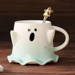 OJOYME Halloween Ghost Ceramic 16oz Mugs, for coffee, tea, hot chocolate, Microwave and Dishwasher Safe Novelty Fall Holiday Cups