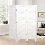 Home & Goods International Wooden Room Divider Partition - Foldable Wood Screen Separator for Living Room, Bedroom, Office, Restaurant || Patti Design, White - 3 Panel