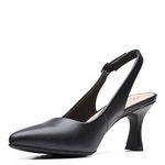 Clarks Women's Kataleyna Step Pump, Black Leather, 9 Wide US