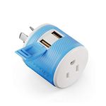 Orei U2U-16Australia, New Zealand, China Travel Plug Adapter - Dual USB - Surge Protection - Type I, 47*47*66mm