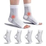 4 Pairs Plantar Fasciitis Socks Neuropathy Socks Ankle Compression Socks for Women Men Medical Ankle Support Brace Wide Calf Compression Socks for Flying, Running (4 Pairs White, S (2-4.5))