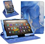 ZoneFoker All New Kindle Fire HD 10 Tablet & Fire HD 10 Plus (11th Generation, 2021 Released) Cover Case, 360 Protection Multi-Angle Viewing Stand Auto Sleep/Wake with Card Slots - Marble Gray Blue