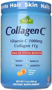 ALFA VITAMINS CollagenC Hydrolysate Peptides Powder Supplement with 1,000mg Vitamin C - Premium Quality Source of Nutrients - Skin, Hair, Nails, Immune Boost & Joints Support - Orange Flavor -11 OZ