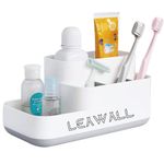 LEAWALL Plastic Multipurpose Storage Holder Stand For Bathroom Toothbrush Tongue Cleaner Soap Comb Razor Shaving Kit And Toiletries Cosmetics Organizer Caddy (Grey)