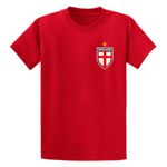 Second Ave Men's Unisex England Flag Badge Euros World Cup Football Red T Shirt Top Kit