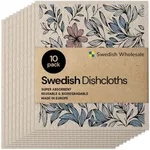 Swedish Wholesale Swedish DishCloths for Kitchen- 10 Pack Reusable Paper Towels Washable - Eco Friendly Cellulose Sponge Microfiber Dish Cloths - Kitchen Essentials - Mini Flower