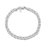 Amberta 925 Sterling Silver 4.5 mm Double Curb Chain Bracelet Size: 7 7.5 8 inch (7.5inch)