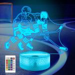 Attivolife Ice Hockey Players Night Light, 3D Illusion Hologram Lamp with Remote Control + Timer 16 Color Changing Kid Room Decor Personalized Christmas Birthday Gift for Boy Teen Outdoor Sports Lover