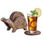 Divit Wooden Coasters for Drinks, Eco-Friendly, Absorbent, Antique Look Handcrafted Coasters, Set of 6 (Tortoise)