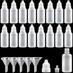 Akamino 100 Pcs 20ml Dropper Bottles,Plastic Translucent Squeeze Bottles with Caps & 5 Funnels, Eye Liquid Empty Drop Bottles for Paint Sample Essential Oil Liquid