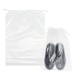 Belinlen 100 Pack 10x14 inch Transparent Shoe Bags for Travel Clear Shoes Storage Organizers Pouch with Cotton Draw Strings Shoe Dust Bags