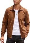 COOFANDY Men's Casual Corduroy Jacket Lightweight Zip Up Vintage Jacket Collared Bomber Jacket, Light Brown, Medium