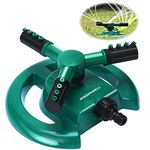 WISDOMWELL Garden Sprinkler Automatic Lawn Water Sprinkler 360 Degree 3 Arm Rotating Sprinkler System for Watering Your Lawn Plants Flowers Veggies and More