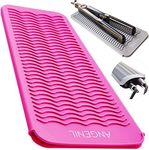 ANGENIL Resistant Silicone Mat Pouch for Hair Straightener Professional Beach Wave Curling Iron 2 in 1, Titanium Ceramic Flat Iron, Curling Wand, Crimper Hair Iron Tools, Food Grade Silicone, Pink