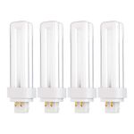 KOR (Pack of 4) 13 Watt Double Tube - G24Q-1 (4 PIN) Base - 4100K Cool White - CFL Light Bulb. Replaces Sylvania 20667 CF13DD/E/841 - Philips 38328-1 PL-C 13W/841/4P/ALTO and GE 97597 F13DBX/841/ECO4P