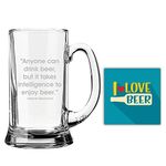 TheYaYaCafe Yaya Cafe Intelligent People Enjoy Engraved Beer Mug with Quotes - Icon Beer 580ml