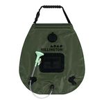 Hillington Solar Powered Camping Shower Complete with Heavy Duty 20L PVC Bag, Long Flexible Hose and Adjustable Shower Head and Temperature Display Thermometer