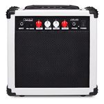 LyxPro Electric Guitar Amp 20 Watt Amplifier Built in Speaker Headphone Jack and Aux Input Includes Gain Bass Treble Volume and Grind - White