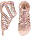 MIXIN Girls Gladiator Sandals for Big Kid Little kids with Strappy Ankle High Back Zipper