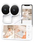 ARENTI - 5" HD Split Screen Baby Monitor, Video Baby Monitor with 2 Cameras and Audio, 720P Color Display, Night Vision, Scream Detection, 4X Zoom, Sensor