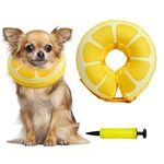 Protective Inflatable Recovery Cone Collar for Medium Large Dog, Adjustable Soft Pet After Surgery Inflatable Neck Lemon Donut Collar, Prevent from Puppy Touching Stitches Wounds Biting Scratching Not Block Vision (SizeS-Dog)