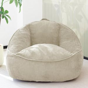 UODERS Giant Bean Bag Chair for Adults, Teens and Kids, Cozy Fluffy Corduroy Beanbag Chair with Filler, Large Floor Lounge Sofa for Living Room, Bedroom, Dorm, Gaming and Reading(L-Oatmeal)