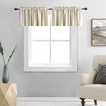 DONREN Cream Beige Curtain Valances for Kitchen 42 x 15 Inches Long Room Darkening Rod Pocket Valances (2 Panels)