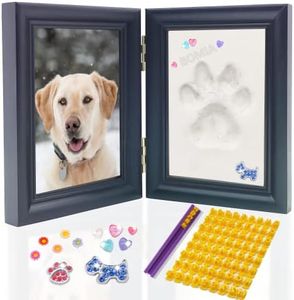 MYPAWLETS Dog or Cat Paw Print Kit with Trinkets,Pet paw Print Impression kit with 2 Clay,Wooden Dog Picture Frame,Personalized Gift Keepsake for Pet Lovers-Black