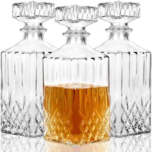 Liengoron 3Pieces 31 oz Whiskey Decanters with Airtight Stopper Elegant Glass Liquor Decanter Bottles for Whiskey, Brandy, Scotch, Vodka, Bourbon, Liquor