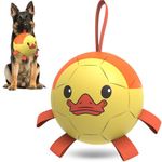 HETOO Dog Toys Dog Football with Straps, Interactive Dog Toys for Tug of War, Puppy Birthday Gifts, Dog Tug Toy, Dog Water Toy, Durable Dog Balls for Medium & Large Dog - Duck（8 Inch）