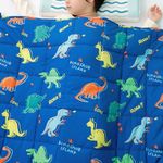 Kivik Weighted Blanket 3lb, Washable Breathable Heavy Blankets Throw, Sleeping & Calming for Bed Couch School, Cooling Microfiber, 36x48 Inches, 3 Pound, Blue Dinosaur