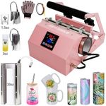 BetterSub 3in1 Tumbler Mug Heat Press Machine 30 OZ 20 OZ 16 OZ Sublimation Straight Skinny Tumbler Mug 3 OZ 1.5 OZ Shot Glass,11 OZ 15 OZ 16 OZ Sublimation Mug Heat Transfer Pink