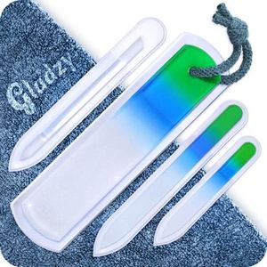 Genuine Czech Glass Nail File Set - Two-Sided Different Grit Surface, Callus Remover Foot Rasp, Cuticle Pusher, Manicure & Pedicure, EU Quality by GLADZY