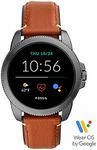 Fossil Men's Gen 5E 44mm Stainless Steel Touchscreen Smartwatch with Alexa, Speaker, Heart Rate, Contactless Payments and Smartphone Notifications, Smoke, Brown, 44 mm, Classic