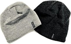 Merino Wool Beanie Hat Two Pack Dark Grey and Light Grey for Men,Women, and Kids