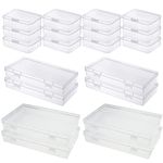 LJY 20 Pieces Mixed Sizes Rectangular Empty Mini Clear Plastic Organizer Storage Box Containers with Hinged Lids for Small Items and Other Craft Projects