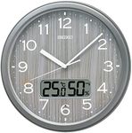 Seiko Clock KX273N Wall Clock, Radio Wave, Analog, Temperature, Humidity, Gray Metallic, Diameter 12.2 x 2.0 inches (311 x 51 mm)