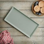 The Earth Store Grey Ceramic Rectangular Platter for Serving | Serving Platter for Kitchen & Dinning | Microwave & Dishwasher Safe | Ideal for Snacks, Fruits, & Desserts | 26 X 14 CM Set of 1