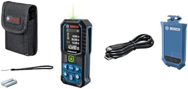 Bosch Professional Laser-Entfernungsmesser GLM 50-23 G (grüner Laser, Neigungssensor, Reichweite: bis zu 50 m, robust, IP65, ± 1,5 mm, 2X AA-Batterie, Schlaufe) + GLM Lithium-Ionen-Akku BA 3.7V 1.0Ah