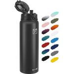 Fanhaw 1 L Insulated Stainless Steel Water Bottle with 1 Lid (Chug Lid) - for Kids, Women, Men | Leak & Sweat Proof with Anti-Dust Lid (Black)