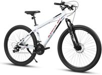 27" Mountain Bike 21-Speed Hanging Front Fork Aluminum Frame Disc Brake Unisex Mountain Bike City Commuter (White)